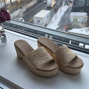Amazon Beige Woven Platform Sandals